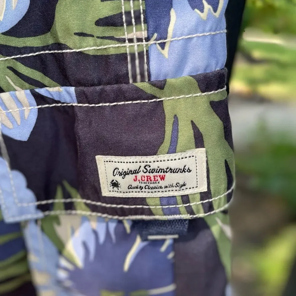J.CREW classic board shorts in blue and green tropical floral
